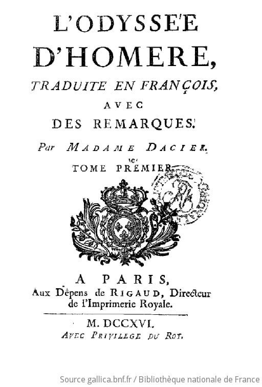L'Odyssée d'Homère - Anne Dacier